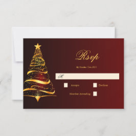 Tarjeta De Confirmación De Asistencia Árbol de Navidad Dorado Minimalista y Elegante par
