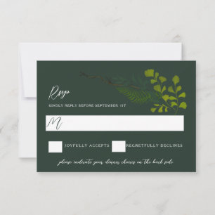 Tarjeta De Confirmación De Asistencia Árbol de Pepper Fern deja el jardín verde oscuro