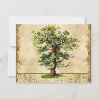 Tarjeta De Confirmación De Asistencia Árbol de roble vintage de la vida con remolinos gr
