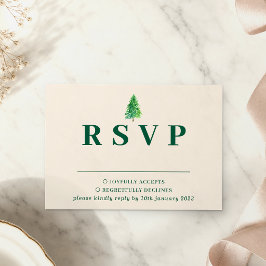 Tarjeta De Confirmación De Asistencia Árbol del Bosque Acuarela | Flor de Boda Navidad
