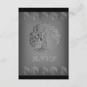 Tarjeta De Confirmación De Asistencia Árbol Mehndi de la vida (Henna) (Plata)