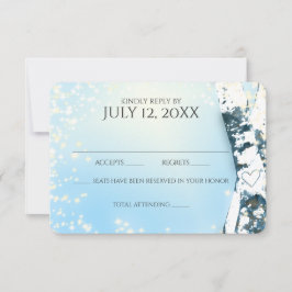 Tarjeta De Confirmación De Asistencia Árboles bircos y Boda azul cielo esparcido