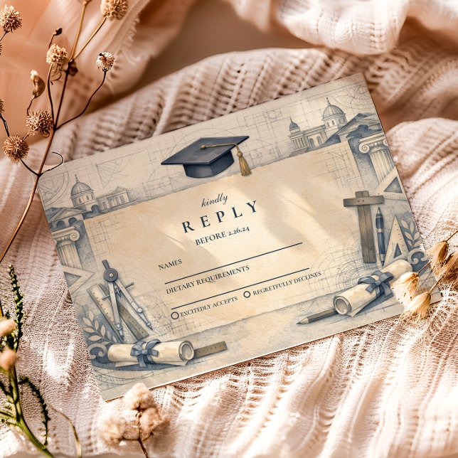 Tarjeta De Confirmación De Asistencia Architect Student Graduation Design (Subido por el creador)