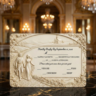 Tarjeta De Confirmación De Asistencia Arco Arquitectónico Romántico del Viejo Mundo
