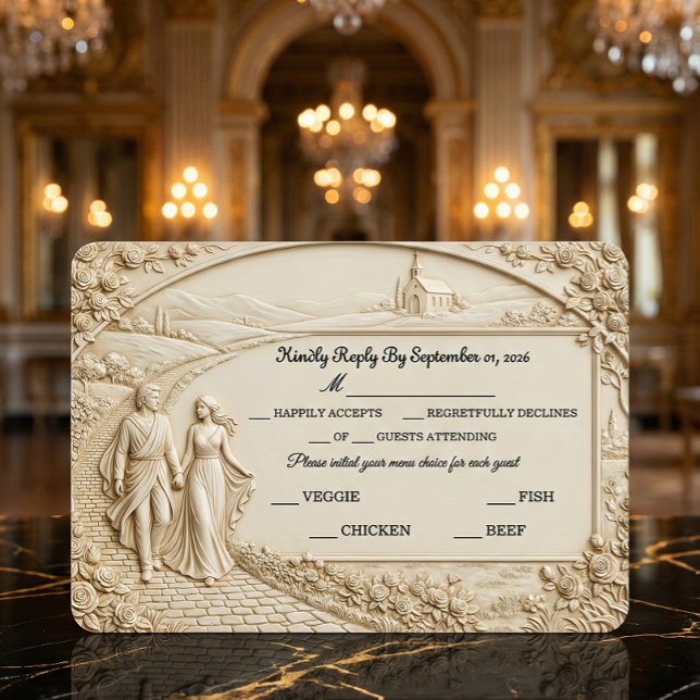Tarjeta De Confirmación De Asistencia Arco Arquitectónico Romántico del Viejo Mundo (Subido por el creador)