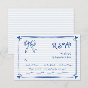 Tarjeta De Confirmación De Asistencia Arco azul dibujado a mano y boda caprichoso de bor