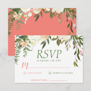 Tarjeta De Confirmación De Asistencia Arco de Boda Pretty Boho Crema Rosa