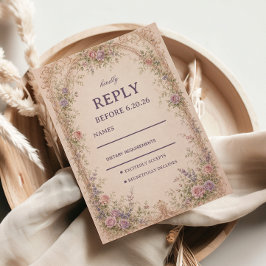 Tarjeta De Confirmación De Asistencia Arco floral vintage romántico