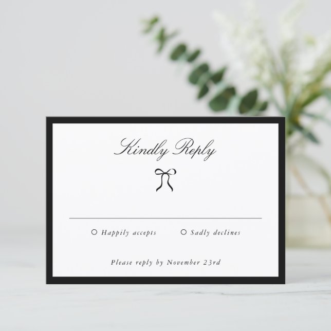 Tarjeta De Confirmación De Asistencia Arco Simple Boda Clásica (Anverso de pie)