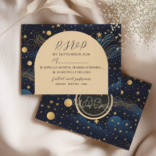 Tarjeta De Confirmación De Asistencia Armada Celeste Boda de Oro
