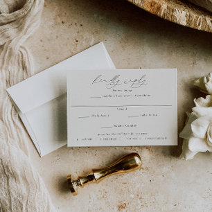 Tarjeta De Confirmación De Asistencia ARMONÍA   Boda de elección de comida verde oliva