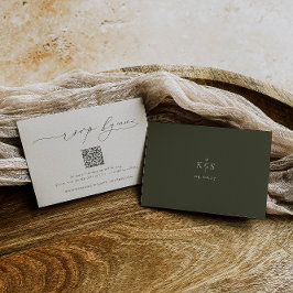 Tarjeta De Confirmación De Asistencia ARMONÍA | Código QR del Boda Minimalista verde oli