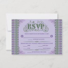 Tarjeta De Confirmación De Asistencia Art Nouveau Elegant Lilac Thistle Border 