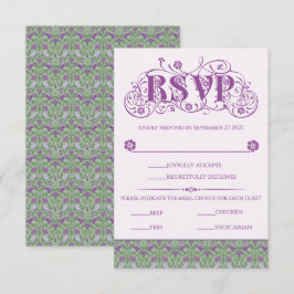 Tarjeta De Confirmación De Asistencia Art Nouveau Elegant Lovebirds Lilac