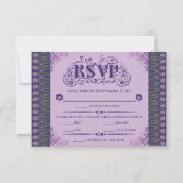 Tarjeta De Confirmación De Asistencia Art Nouveau Elegant Purple Thistle Border