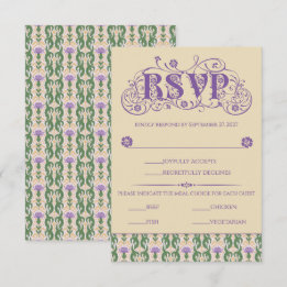 Tarjeta De Confirmación De Asistencia Art Nouveau Elegante Cardo Amarillo Vintage