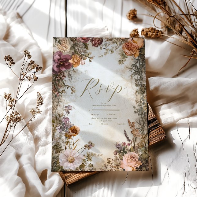 Tarjeta De Confirmación De Asistencia Art Nouveau Victoriano Real Boda Floral (Subido por el creador)