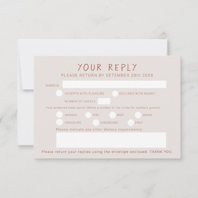 Tarjeta De Confirmación De Asistencia Arte de acuarela en terracota de bayas de hierba (Reverso)