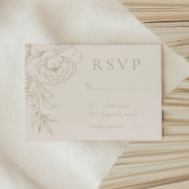 Tarjeta De Confirmación De Asistencia Arte de línea elegante boho floral vintage boda