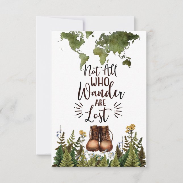 Tarjeta De Confirmación De Asistencia Arte de viajes No Todos Los Que Se Pierden (Anverso)