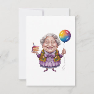 Tarjeta De Confirmación De Asistencia Arte divertido de cumpleaños de abuela en biciclet