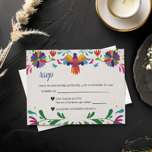 Tarjeta De Confirmación De Asistencia Arte Folclórico Colorida Fiesta Floral Boda Españo