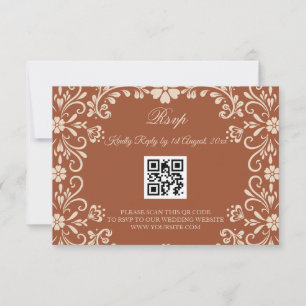 Tarjeta De Confirmación De Asistencia Arte Mexicano Boda de Terracota