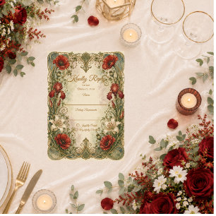Tarjeta De Confirmación De Asistencia Arte Novedoso Floral Elegancia Romántica Boda