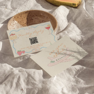 Tarjeta De Confirmación De Asistencia Arte Nuevo Código QR de Destino de Boda Dibujado