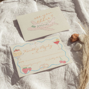 Tarjeta De Confirmación De Asistencia Arte Retro Nouveau Boda de Destino Dibujada a Mano