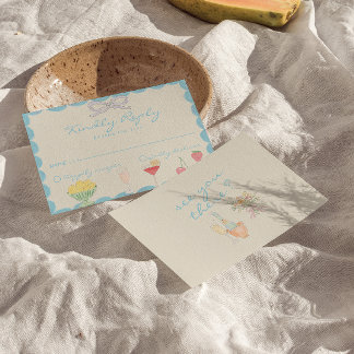 Tarjeta De Confirmación De Asistencia Arte Retro Nouveau Dibujado a Mano Acuarela Boda