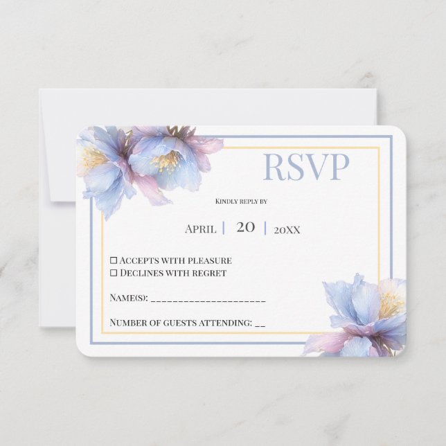 Tarjeta De Confirmación De Asistencia Artistic Pastel Botanical Florals Wedding (Anverso)