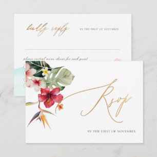 Tarjeta De Confirmación De Asistencia ArtsApp Paradise Shore Faux Gold Caligraphy