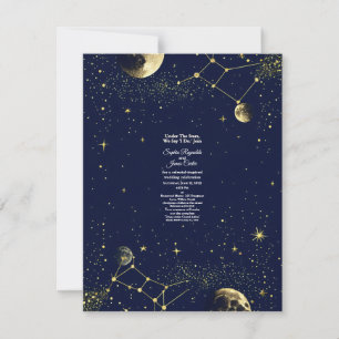 Tarjeta De Confirmación De Asistencia Astrología y tema nocturno estrellado Boda celes
