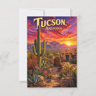 Tarjeta De Confirmación De Asistencia Atardecer del Desierto de Tucson Arizona Cactus Sa
