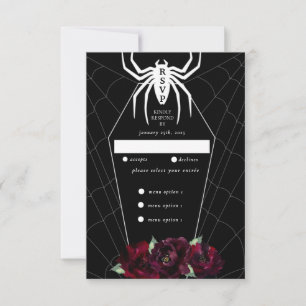 Tarjeta De Confirmación De Asistencia Ataúd de telaraña gótica negro blanco rojo