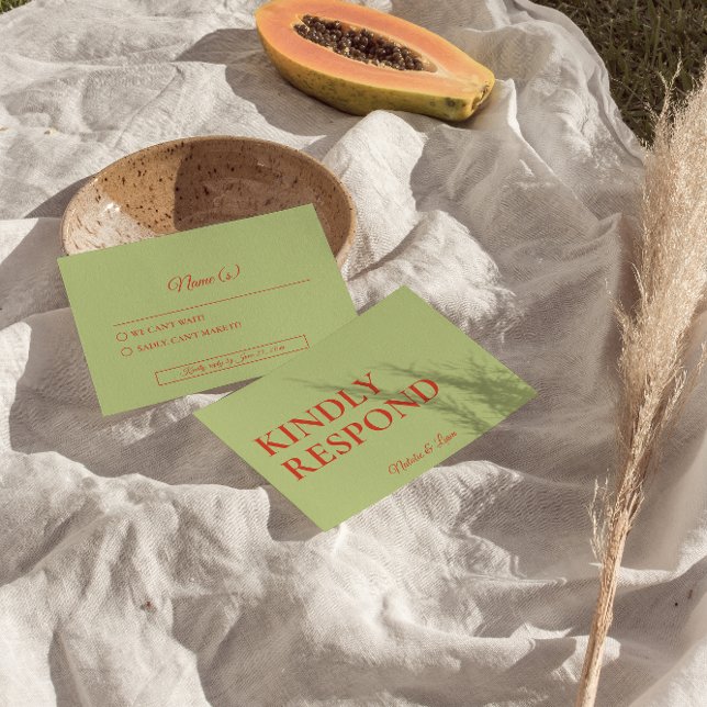 Tarjeta De Confirmación De Asistencia Audaz Boda brillante moderno retro funky (Subido por el creador)