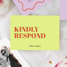 Tarjeta De Confirmación De Asistencia Audaz Boda moderno Retro Funky Bright