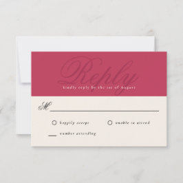 Tarjeta De Confirmación De Asistencia Audaz Magenta Moderno Elegante Monograma Mínimo RS