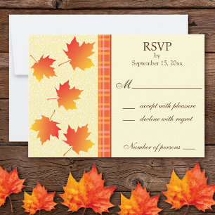 Tarjeta De Confirmación De Asistencia Autumason Season Maple Leaves Boda Response Card