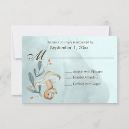 Tarjeta De Confirmación De Asistencia Autumn Blue Mushrooms