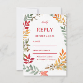 Tarjeta De Confirmación De Asistencia Autumn Botanical Leaves Response
