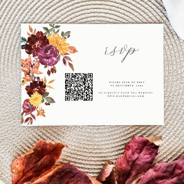 Tarjeta De Confirmación De Asistencia Autumn Floral BoId boda de floración de acuarela Q