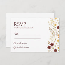 Autumn Wildflowers Boho Boda Response Card