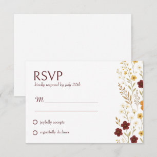 Tarjeta De Confirmación De Asistencia Autumn Wildflowers Boho Boda Response Card