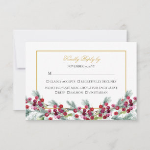 Tarjeta De Confirmación De Asistencia Ava Elegant Red Gold Navidades Boda Elección de Co