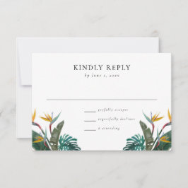 Tarjeta De Confirmación De Asistencia Ave acuarela del Boda del paraíso