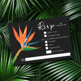 Tarjeta De Confirmación De Asistencia Ave tropical del Boda botánico del paraíso