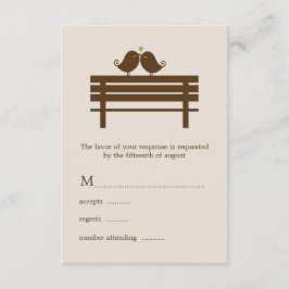 Tarjeta De Confirmación De Asistencia Aves amorosas en el Boda de Park Bench
