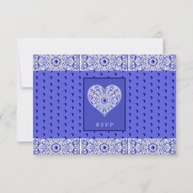 Tarjeta De Confirmación De Asistencia Azul de encaje cerámico de Grecia (Anverso)